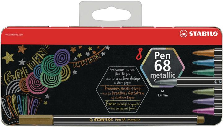 STABILO Pen 68 Premium Metallic-Filzstift (Sortiert, 8 x)