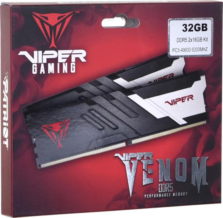 Image du produit Patriot Viper Venom 32GB DDR5 6200-40, PVV532G620C40K (2 x 16GB, 6200 MHz, RAM DDR5, U-DIMM)