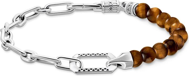 Image du produit Thomas Sabo Bracelet avec perles brunes en argent noirci (19 cm, Argent sterling 925, Noirci)