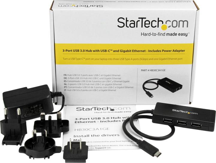 Image du produit StarTech Hub USB-C 3 ports avec Gigabit (USB-C, 3 Ports)