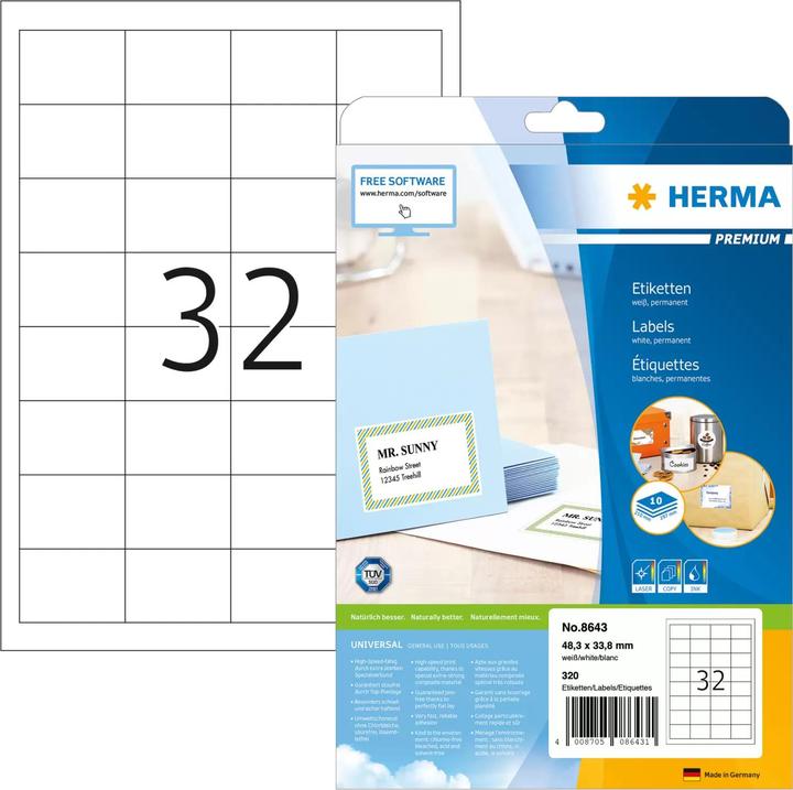 Produktbild HERMA Universal Etiketten A4