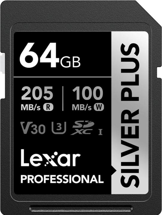 Lexar Professional Silver Plus (64 Go, SDXC, U3, UHS-I)