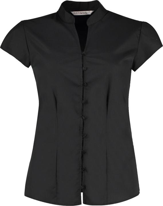 Kustom Kit Continental Bluse VAusschnitt Kurze Ärmel