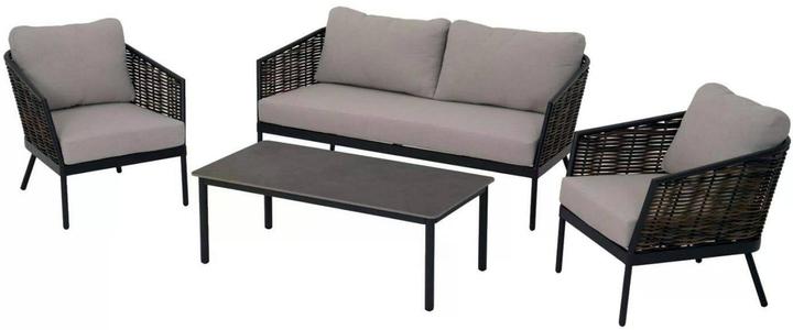 Schou Set de salon Daniela, set de 4 pièces, noir/gris