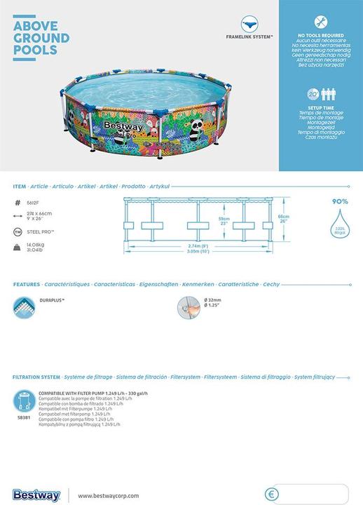 Image du produit Bestway Piscine Steel Pro 274x66cm (Ø 274 x 66 cm)