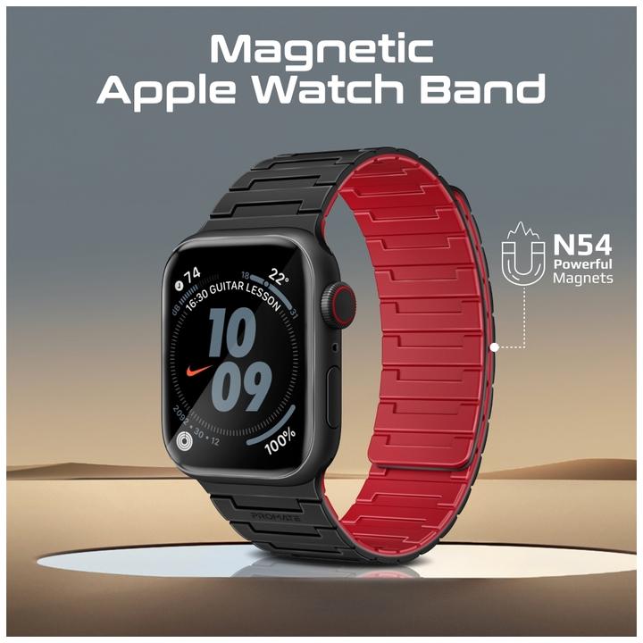 Image du produit ProMate MagBand-MS Black Apple Watch Armband (44 mm, 49 mm, 45 mm, 42 mm, Silicone)
