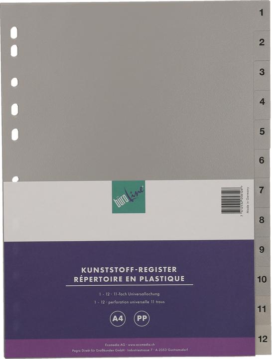 Produktbild BüroLine Register PP grau A4