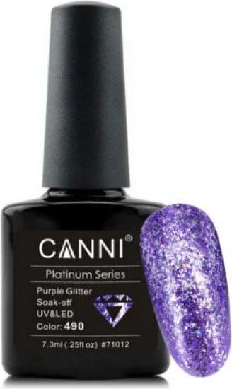 Canni Gellack Platinum Purple Glitter UV/LED (Platinum Purple Glitter, Gel-Effekt Nagellack)