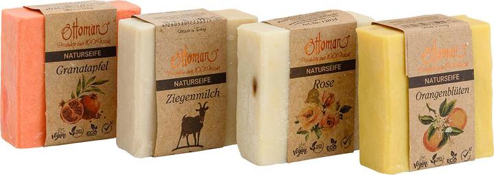 Produktbild Natura Punto Pflegende Olivenölseifen Granatapfel, Ziegenmilch, Rose, Orangenblüten, je 120 g (Hartseife)