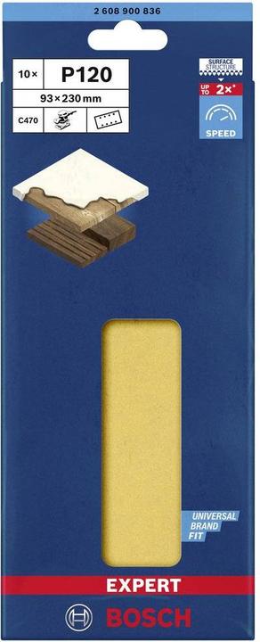 Produktbild Bosch Professional Zubehör EXPERT C470 Schleifpapier mit 8 Löchern für Schwingschleifer, 93 x 230 mm, G 120, 10-tlg. (120)