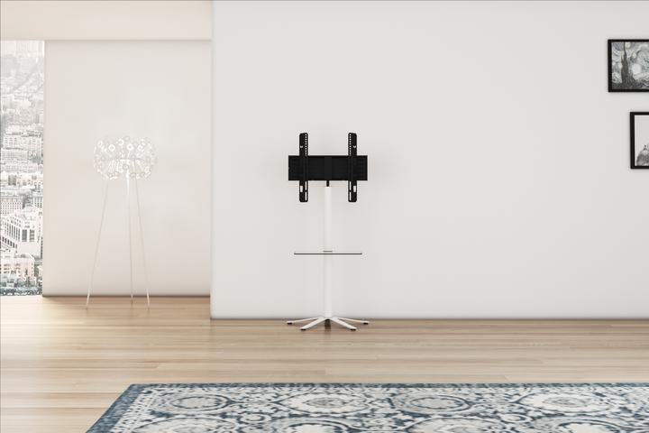 Image du produit VCM Pied TV Alu Xila avec étagère intermédiaire en verre (61 x 61 x 100 cm)
