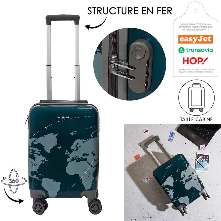 Jet Lag Weltkarte Kabinenkoffer (27 l, Handgepäck (bis 50l))