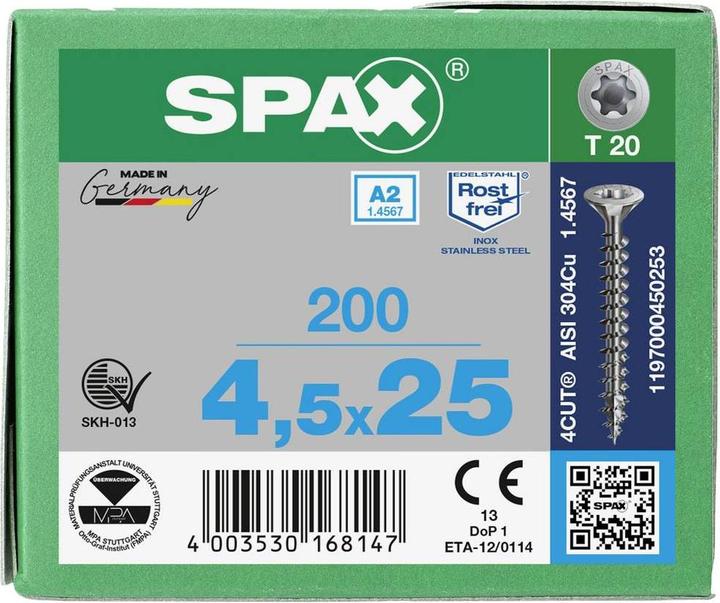 Produktbild Spax Spanplattenschrauben A2 (200 Schrauben pro Stück)