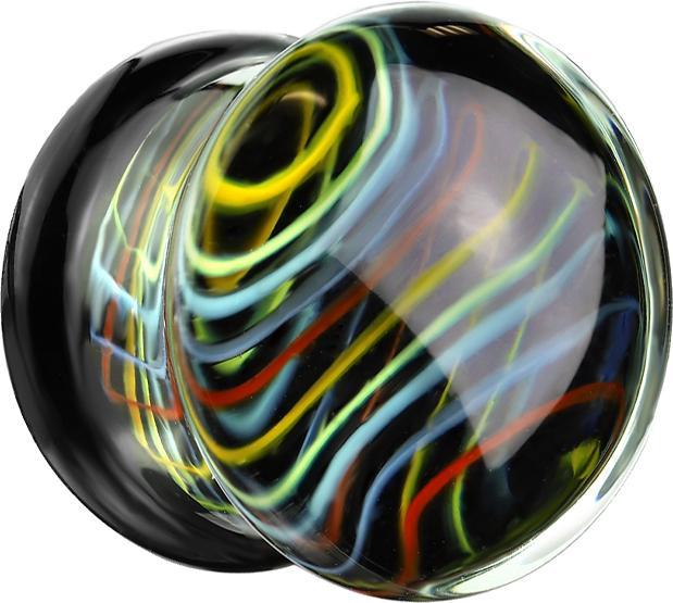 Produktbild Star Piercing Flared Plug farbiger Strudel aus Glas mit O-Ring (ohne Messing, Glas)