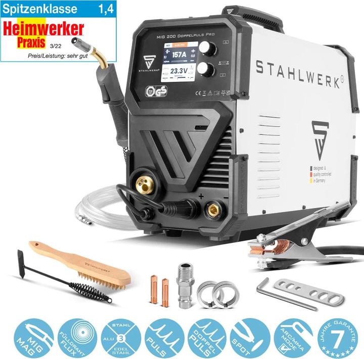 Produktbild Stahlwerk Schweissgerät MIG MAG 200 Doppelpuls Pro vollsynergisches 200 Ampere