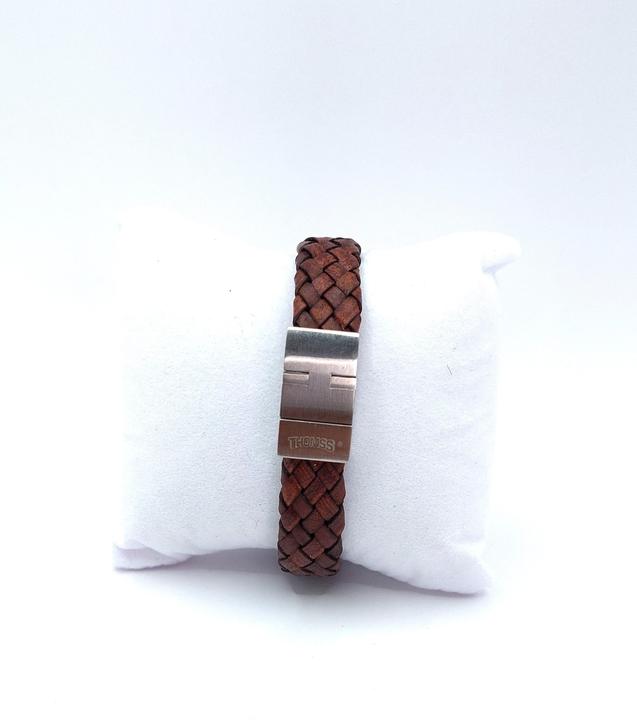 Immagine prodotto Thomss Bracciale in pelle No.14 unisex in pelle marrone e chiusura in acciaio inossidabile circonferenza (20.50 cm, Acciaio inossidabile, 100% pelle)