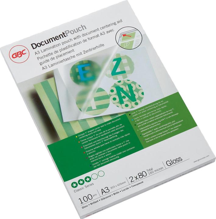 Produktbild GBC Laminierfolien in Premiumqualität (A3, 100 Stück, 80 µm)