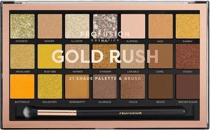 Profusion Eyeshadow Palette palette 21 eye shadows with Gold Rush brush (Gold Rush)