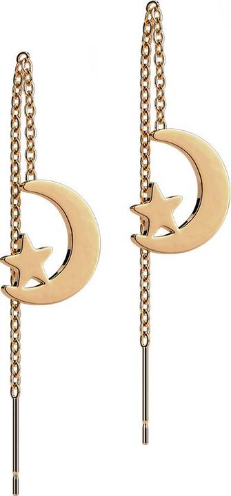 Star Piercing Ohrstecker rosegold freifallende Mond und Stern (ohne Messing, Chirurgenstahl 316L)