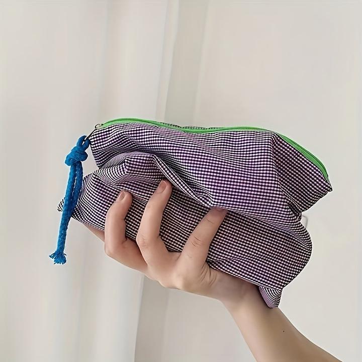 Only-Bags.Store Retro Farbe blockiert Make-up Tasche, grosse Kapazität multifunktionale Münze Geldbörse mit