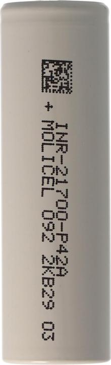 Actual product image Molicel Battery INR21700-P42A 45A, unprotected, flat top (4200 mAh)