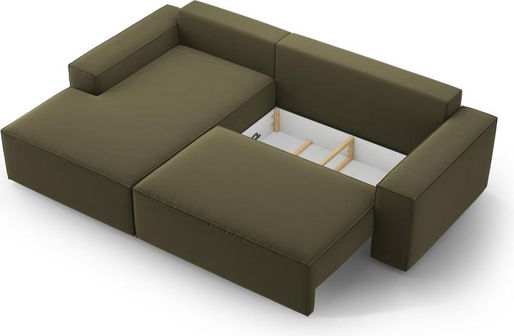 Immagine prodotto Micadoni Divano angolare sinistro in velluto con funzione letto e box, "Jodie", 3 posti (Divano ad angolo)