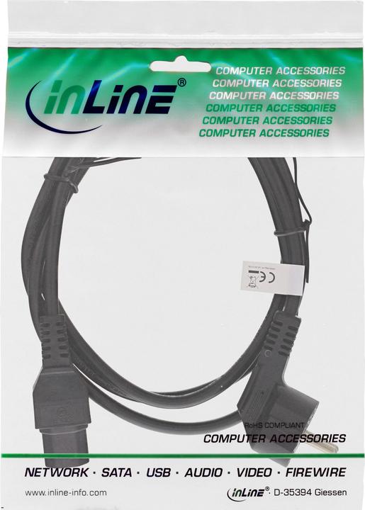 Actual product image InLine Mains cable Schuko plug angled to hot appliance plug C15 black 3m (3 m)