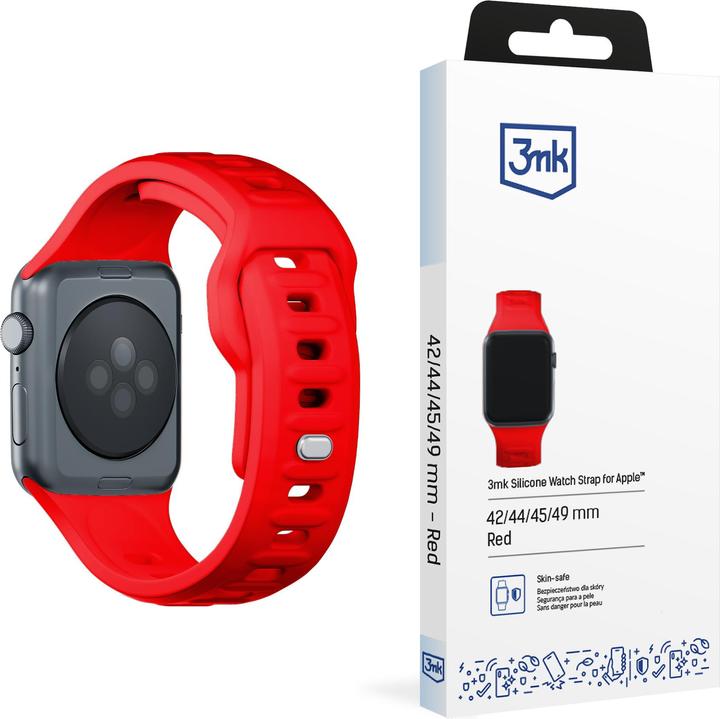Produktbild 3MK Silicone Watch Strap czerwony/red dla Apple Watch 42/44/45/49mm (Silikon, Edelstahl, 3, 4, 9, Ultra)
