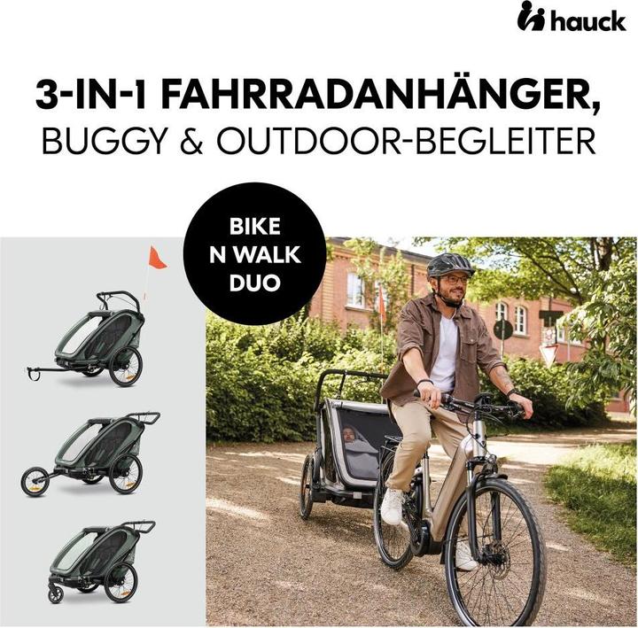 Actual product image Hauck 3in1 Fahrradanhänger Bike N Walk Duo für
