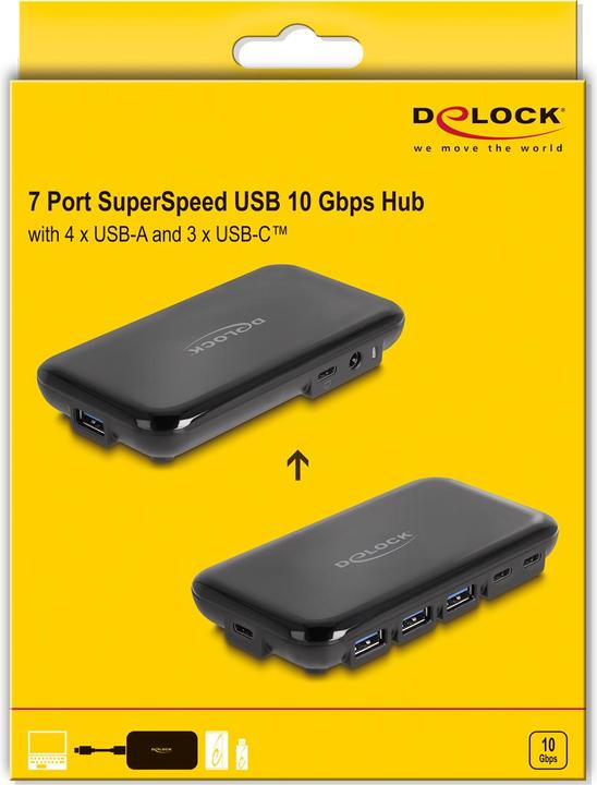 Immagine prodotto Delock Hub USB 3.2 Gen 2 a 7 porte con 4 US (USB-C, 7 Porti)
