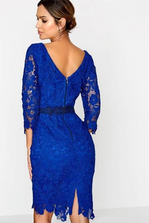 Actual product image Paper Dolls Blue bodycon dress in crocheted lace (36 E)