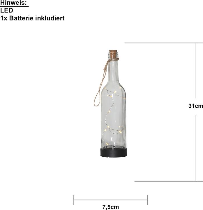 Immagine prodotto Star Trading LED Lanterna Lanterna Bottiglia Trasparenza (8,5 x 8,5 x 32 cm, 1 x)