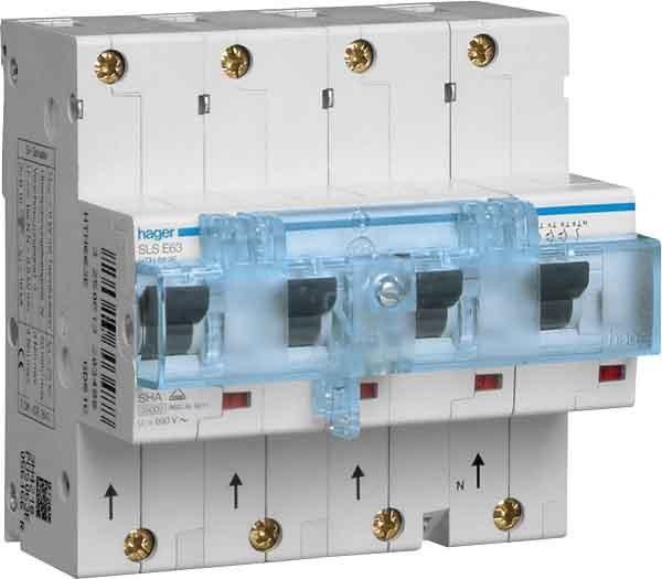 Hager HAG HTN690E SLS switch 3P+N E-100A top-hat rail