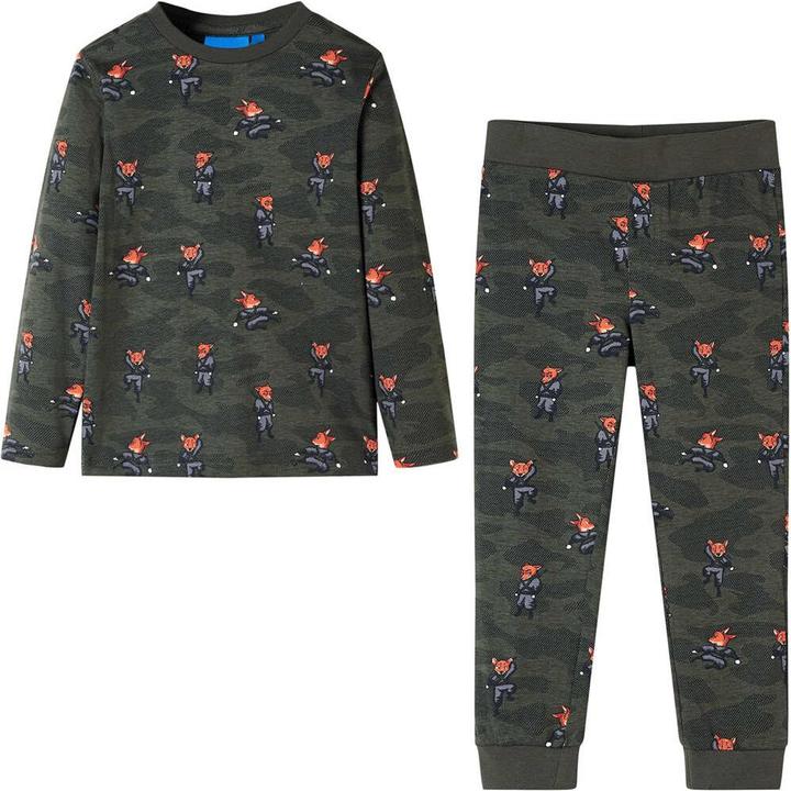 VidaXL Kinderpyjama mit Langen Ärmeln Khaki 116,Material: 100 (116)