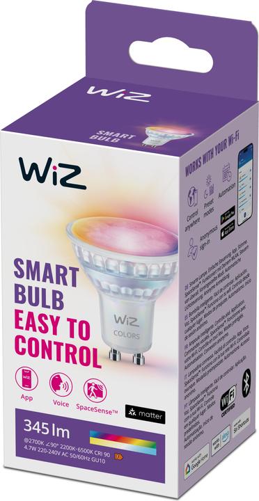 Productafbeelding WiZ Afstembaar wit en gekleurd glas (GU10, 4.70 W, 345 lm, 1 x, F)