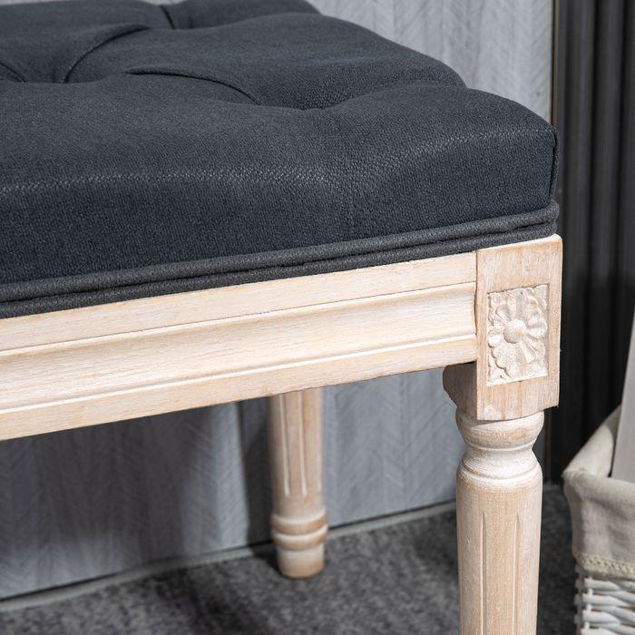 Actual product image Swisshandel24 Upholstered bench Vintage bed bench, hallway bench with buttons, linen look, max. load 120 kg, 80x4 (80 cm)