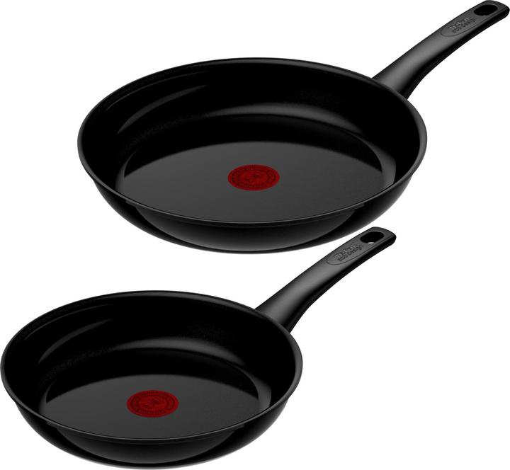 Produktbild Tefal Pfannenset + Topfset / Bratpfanne Renew Black On 24cm + 28cm (24 cm, Bratpfanne, Pfannenset + Topfset, Aluminiumguss, Keramik)