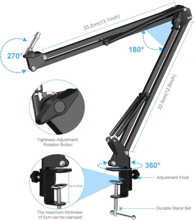 Produktbild Puluz Sound Card Live Broadcast Bluetooth + Scissor Arm & Metal Shock Mount, Chinese Version (Black)
