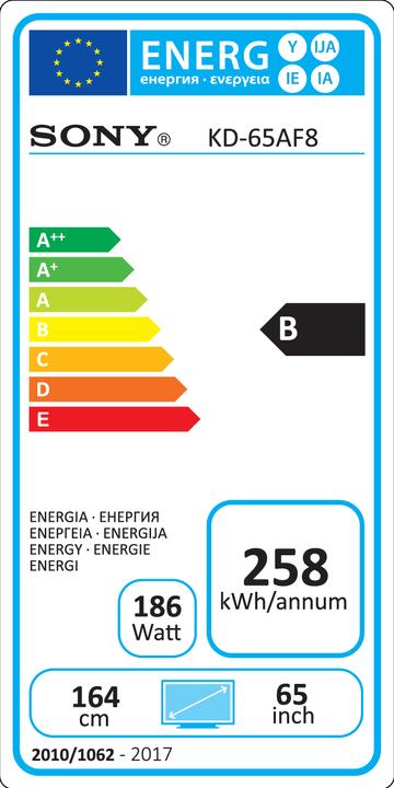 Label énergétique Sony Kd-65af8 (65", OLED, 4K, 2018)