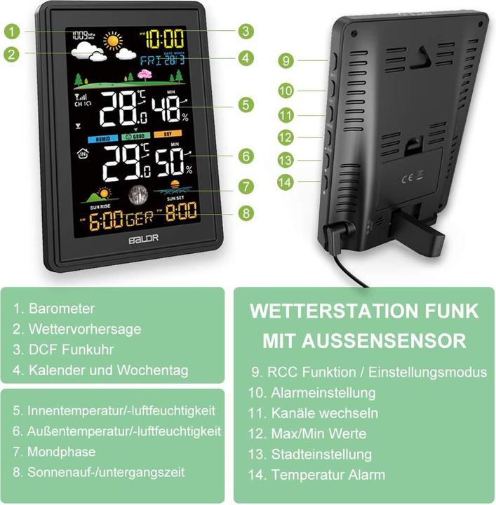 Image du produit Baldr Station météo sans fil multifonction