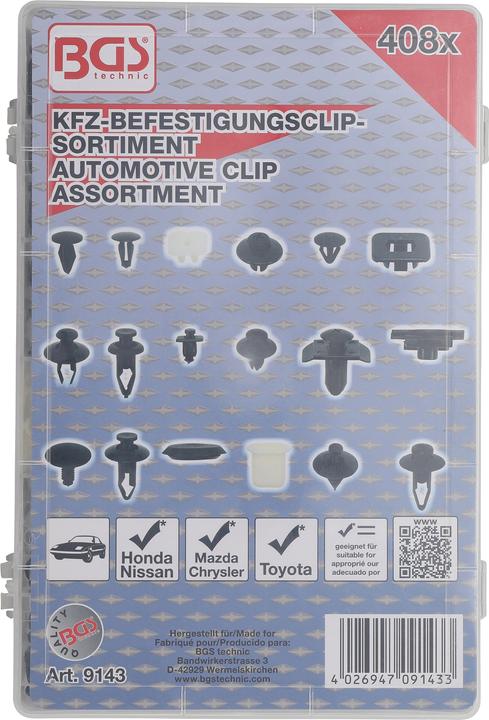 Actual product image BGS Automotive Clip Assortment for Nissan 408 pcs.