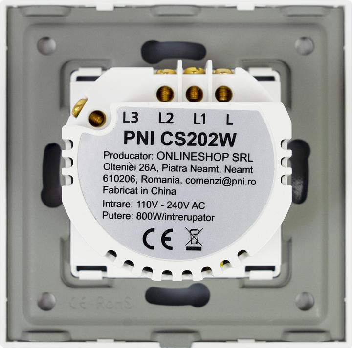 Produktbild PNI Leiterkopfschalter und Doppelkreuzkopfschalter mit Glasberührung CS202W, weiss mit LED-Anzeige, 8