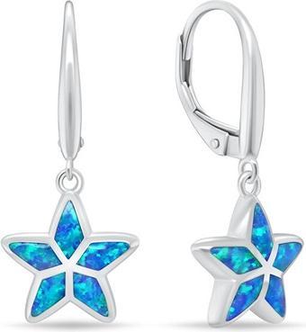 Produktbild Brilio Silver - Silver dangle earrings Stars with blue opals EA1162WB