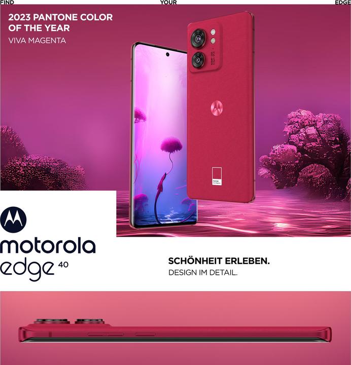 Actual product image Motorola Edge 40 (256 GB, Viva Magenta, 6.55", Dual SIM, 50 Mpx, 5G)