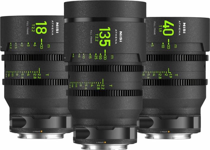Actual product image Nisi ATHENA PRIME Full Frame Cinema Lens Kit – 18mm T2.2, 40mm T1.9, 135mm T2.2 + Hard Case (L Mount) (full size)