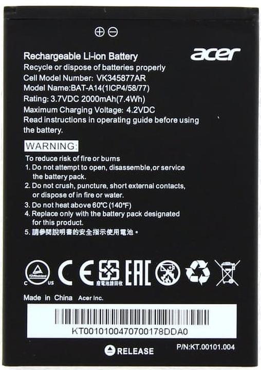 Nutritional values and ingredients Acer Original battery for Liquid Z6