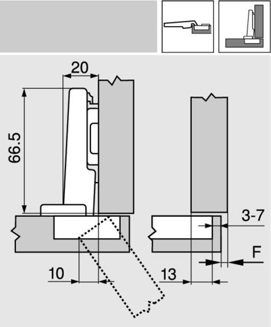 Actual product image Blum Pot hinges CLIP top BLUMOTION, corner hinge 110 ° special