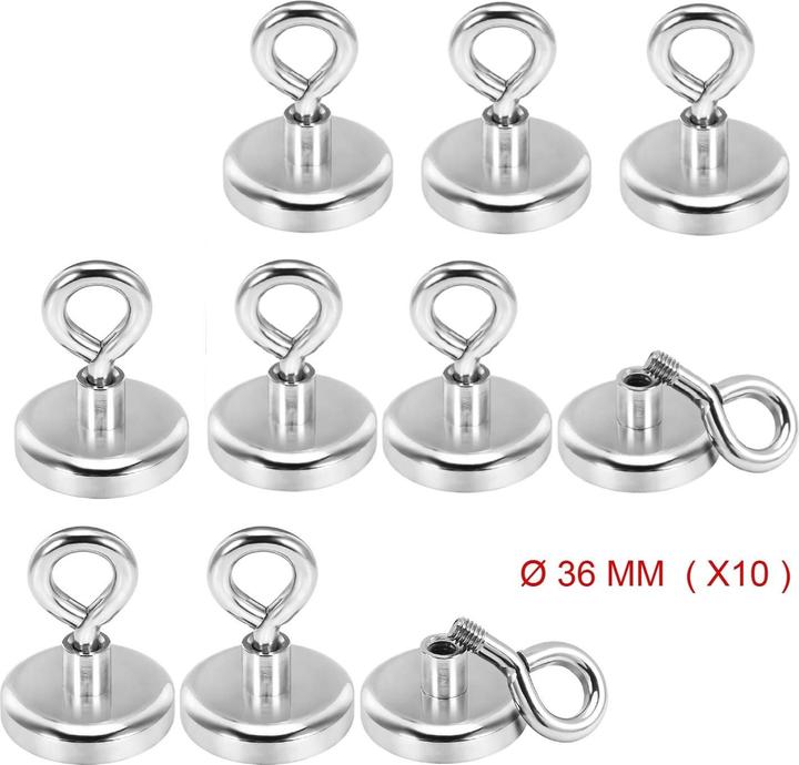 Produktbild Swissdetector Ösenmagnete - Superstark - Ø 36 MM - Kraft 45 kg (X 10)
