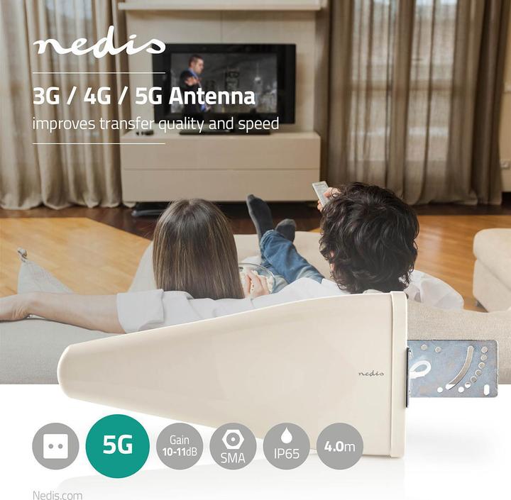 Immagine prodotto Nedis Antenna 5G / 4G / 3G 5G per interni e per esterni 698-5000 MHz Guadagno dBi (con cavo antenna) (5G)