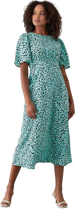 Dorothy Perkins Tierdruck Geraffte Taille Flatter Midikleid (40 D)